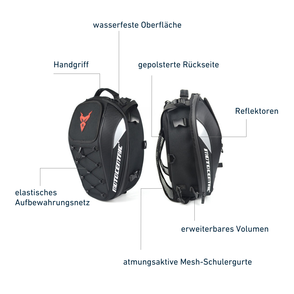 2-in-1 Motorrad-Hecktasche mit Rucksackfunktion – Mehr als nur Stauraum.