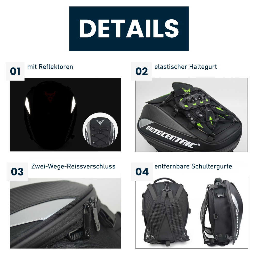 2-in-1 Motorrad-Hecktasche mit Rucksackfunktion – Mehr als nur Stauraum.