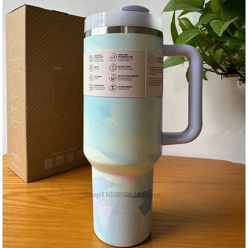 2025 New Hot 40Oz Stainless Steel Vacuum Flask Insulated Tumbler Cup with Lid and Straw Large Capacity for Travel Outdoor