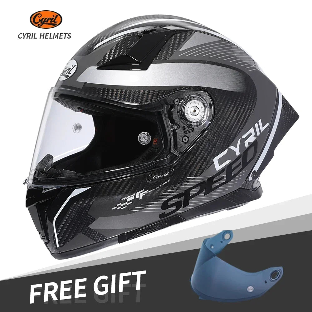 Motorcycle Carbon Fiber Full Face Street Bike Motorbike Helmets Lightweight Racing Helmet DOT ECE Approved CYRIL Casque Moto