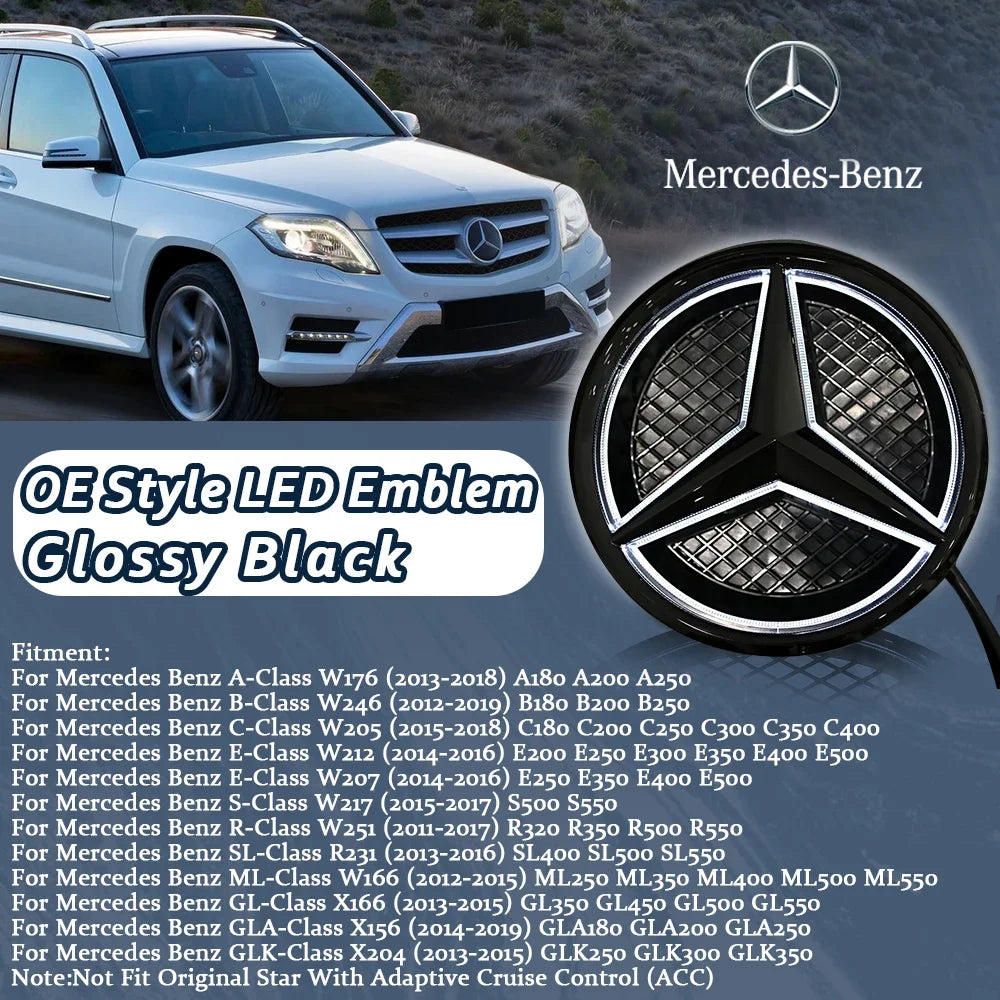 Glossy Black OE Style Car Front Grille Star Emblem Logo For Mercedes Benz W176 W246 W205 W212 W207 W217 W251 R231 W166 X166 X204