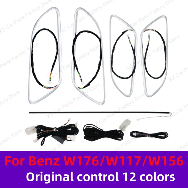 For Mercedes-Benz A CLA GLA W176 W117 W156 Turbine Air Vent Ambient Light Kit 12/64 Colors Air Vents Car Parts