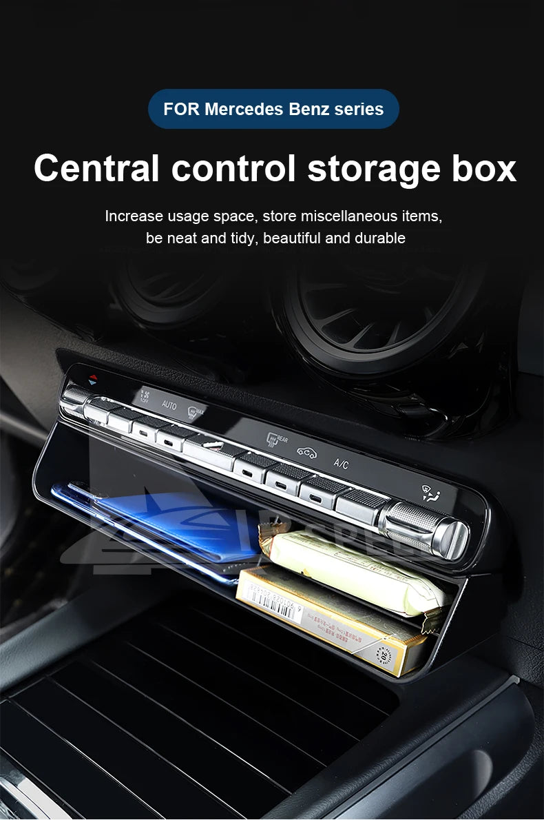 Car Central Control Storage Box For Mercedes Benz A B CLA GLB GLA GLE Class W177 W247 C118 W118 X247 H247 W167 EQA EQB 2020-2024