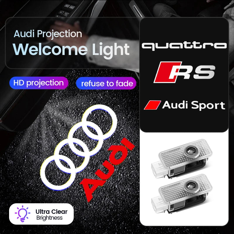 Led logo Car Door Welcome Light For Audi A4 B5 B6 B7 B8 B9 A1 A3 8V 8P 8L A6 C5 C6 C7 A5 A7 A8 Q3 Q5 Q7 TT S3 S6 Sline Quattro