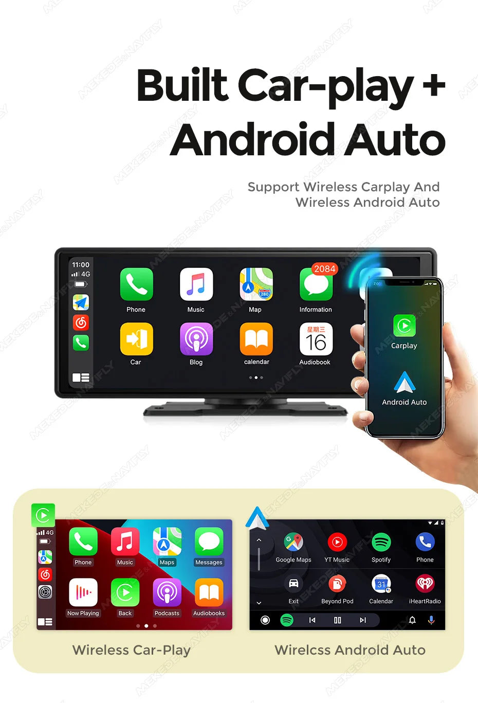 10.26/6.86inch Smart screen car intelligent systems Universal Car Raido Screen Multimedia Player Wireless Android Auto Carplay