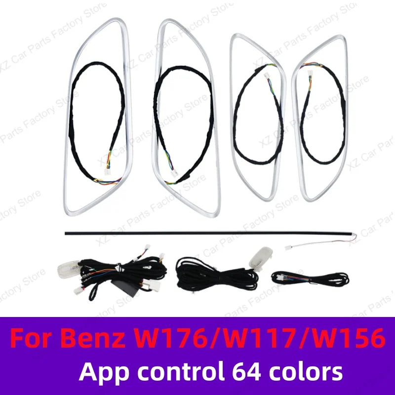 For Mercedes-Benz A CLA GLA W176 W117 W156 Turbine Air Vent Ambient Light Kit 12/64 Colors Air Vents Car Parts
