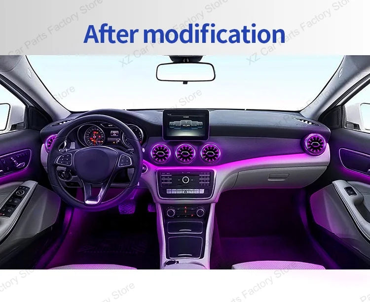 For Mercedes-Benz A CLA GLA W176 W117 W156 Turbine Air Vent Ambient Light Kit 12/64 Colors Air Vents Car Parts