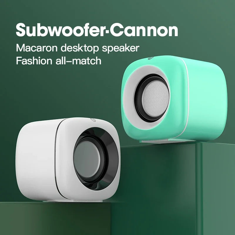 Hifi Mini Desktop Wired USB Computer Dual Speaker for Laptop PC Suround Stereo Subwoofer AUX Playback Mega Bass Loudspeaker