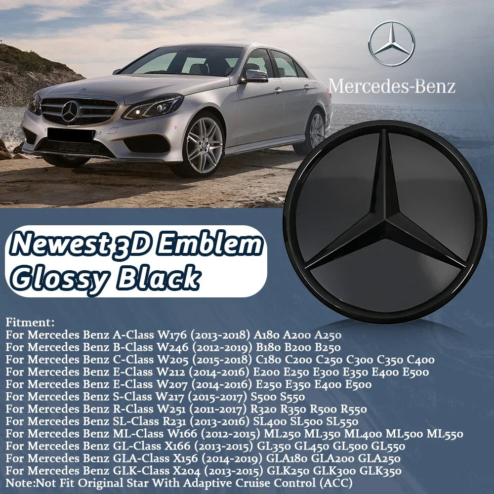 Glossy Black OE Style Car Front Grille Star Emblem Logo For Mercedes Benz W176 W246 W205 W212 W207 W217 W251 R231 W166 X166 X204