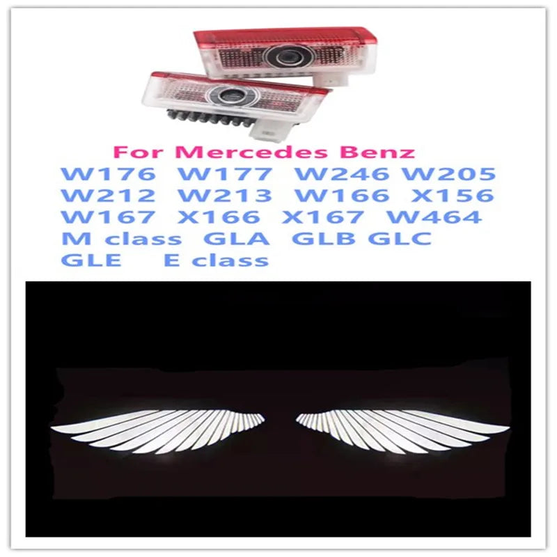 LED Angel Wing Decoration lamp Accessories For Mercedes Benz E A B C Class Car Door light W212 W213 W246 W205 X166 E200 X156 2X