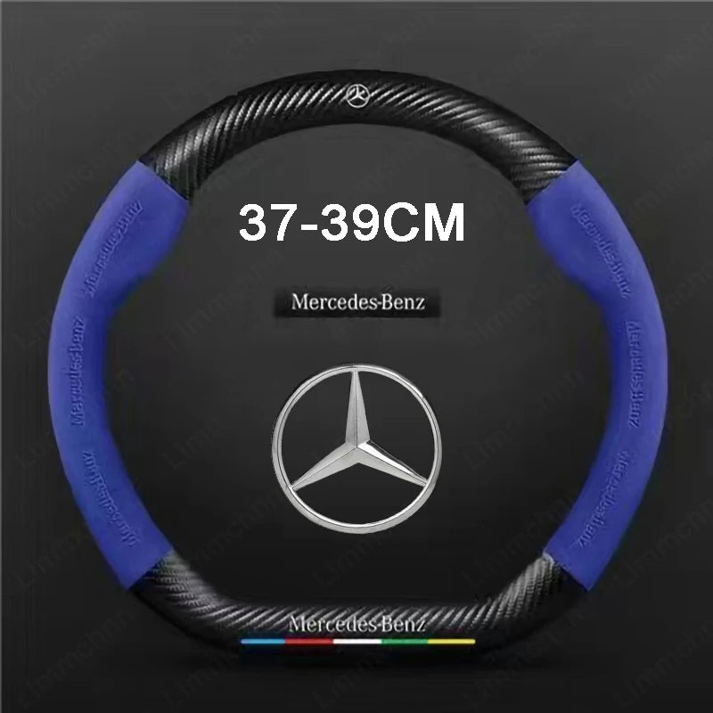 For Mercedes-Benz A B C E V R-Class C43 CLA GLA GLB GLC GLK SLK SL Vito ML Car Suede Carbon fiber Anti-slip Steering Wheel Cover