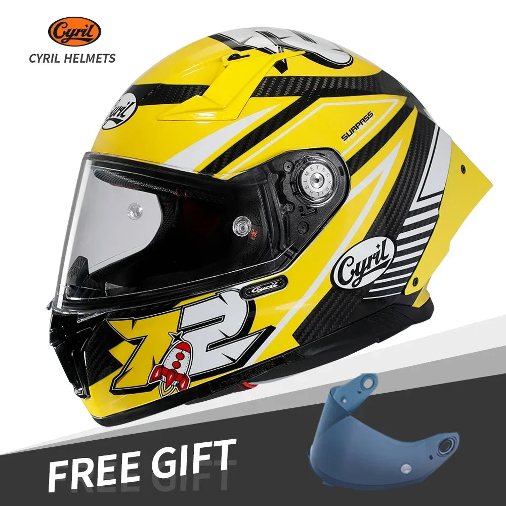 Motorcycle Carbon Fiber Full Face Street Bike Motorbike Helmets Lightweight Racing Helmet DOT ECE Approved CYRIL Casque Moto