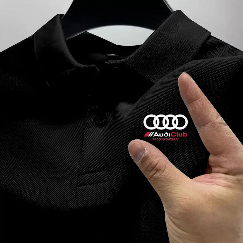 Audi Men's Polo Shirt 2025 Summer Casual Breathable Comfortable High-Quality Motorcycle Short Sleeve Polo Shirt T-Shirt for Men