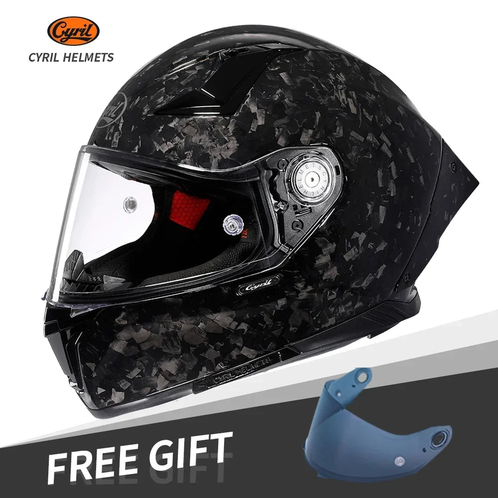 Motorcycle Carbon Fiber Full Face Street Bike Motorbike Helmets Lightweight Racing Helmet DOT ECE Approved CYRIL Casque Moto