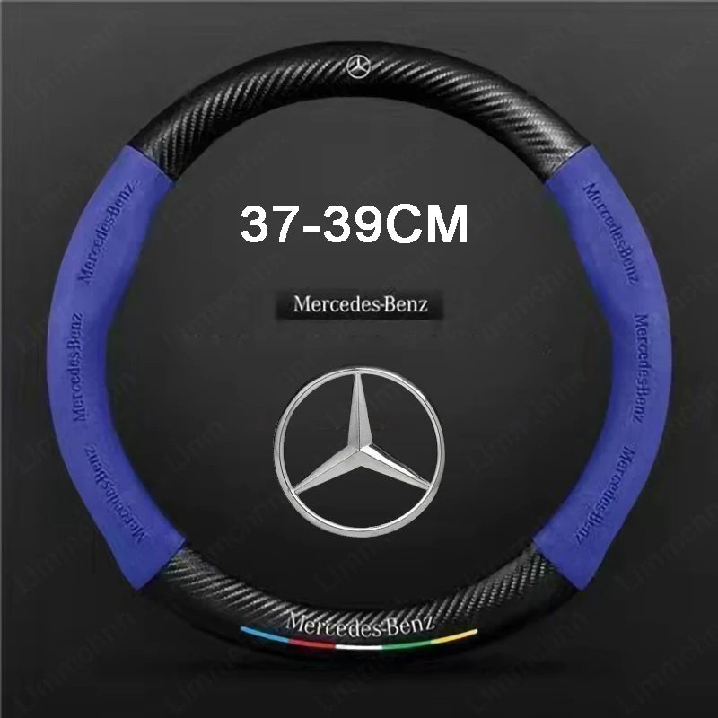 For Mercedes-Benz A B C E V R-Class C43 CLA GLA GLB GLC GLK SLK SL Vito ML Car Suede Carbon fiber Anti-slip Steering Wheel Cover