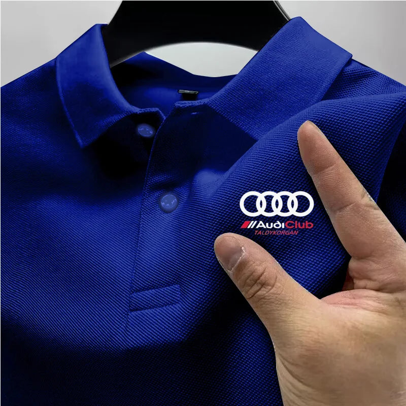 Audi Men's Polo Shirt 2025 Summer Casual Breathable Comfortable High-Quality Motorcycle Short Sleeve Polo Shirt T-Shirt for Men