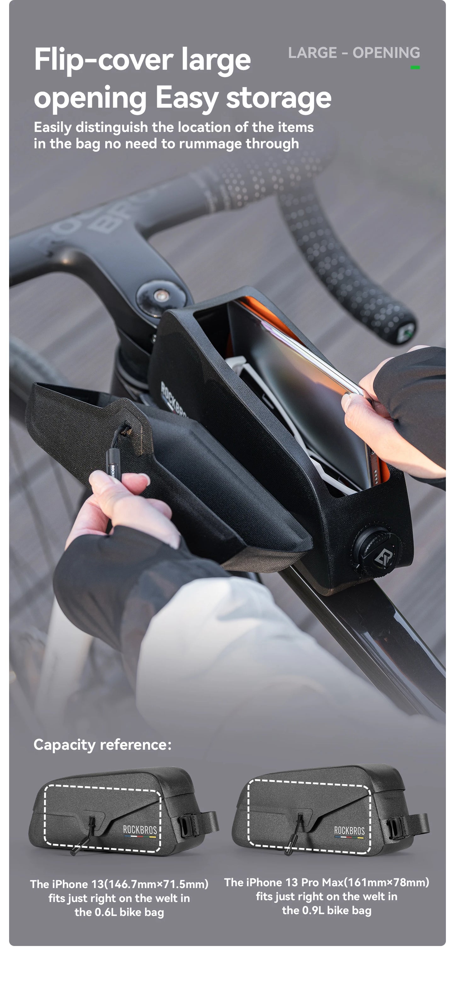ROCKBROS ROAD TO SKY Bicycle Bags Magnetic Lid Top Tube Bag Waterproof Suction Front Bag Mobile Phone Bag