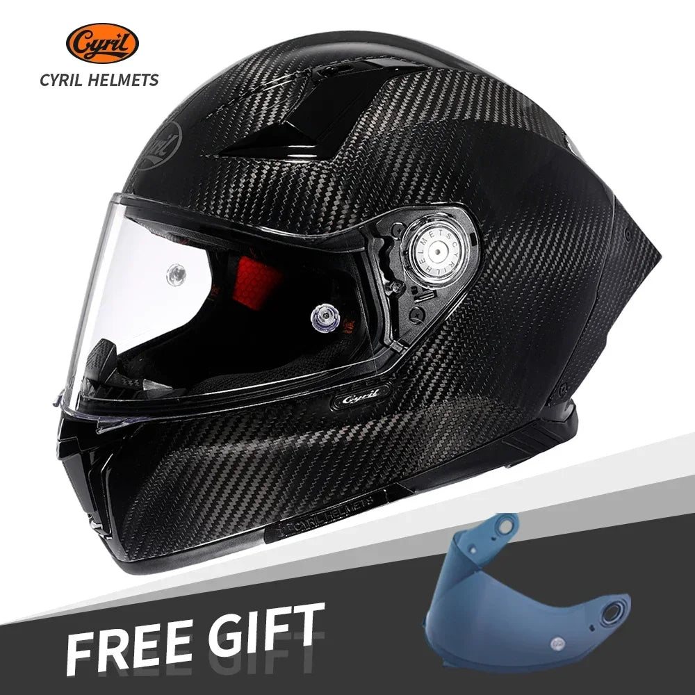 Motorcycle Carbon Fiber Full Face Street Bike Motorbike Helmets Lightweight Racing Helmet DOT ECE Approved CYRIL Casque Moto