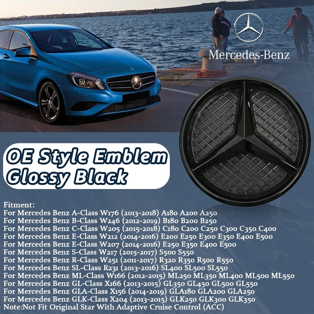 Glossy Black OE Style Car Front Grille Star Emblem Logo For Mercedes Benz W176 W246 W205 W212 W207 W217 W251 R231 W166 X166 X204