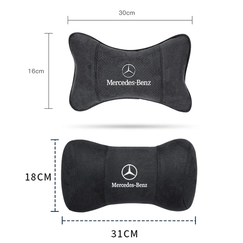 Suede Headrest Car Breathable Memory Foam Neck Pillow For Benz AMG W203 W206 W220 W205 W211 W212 W201 W210 W108 W168 GLC W176