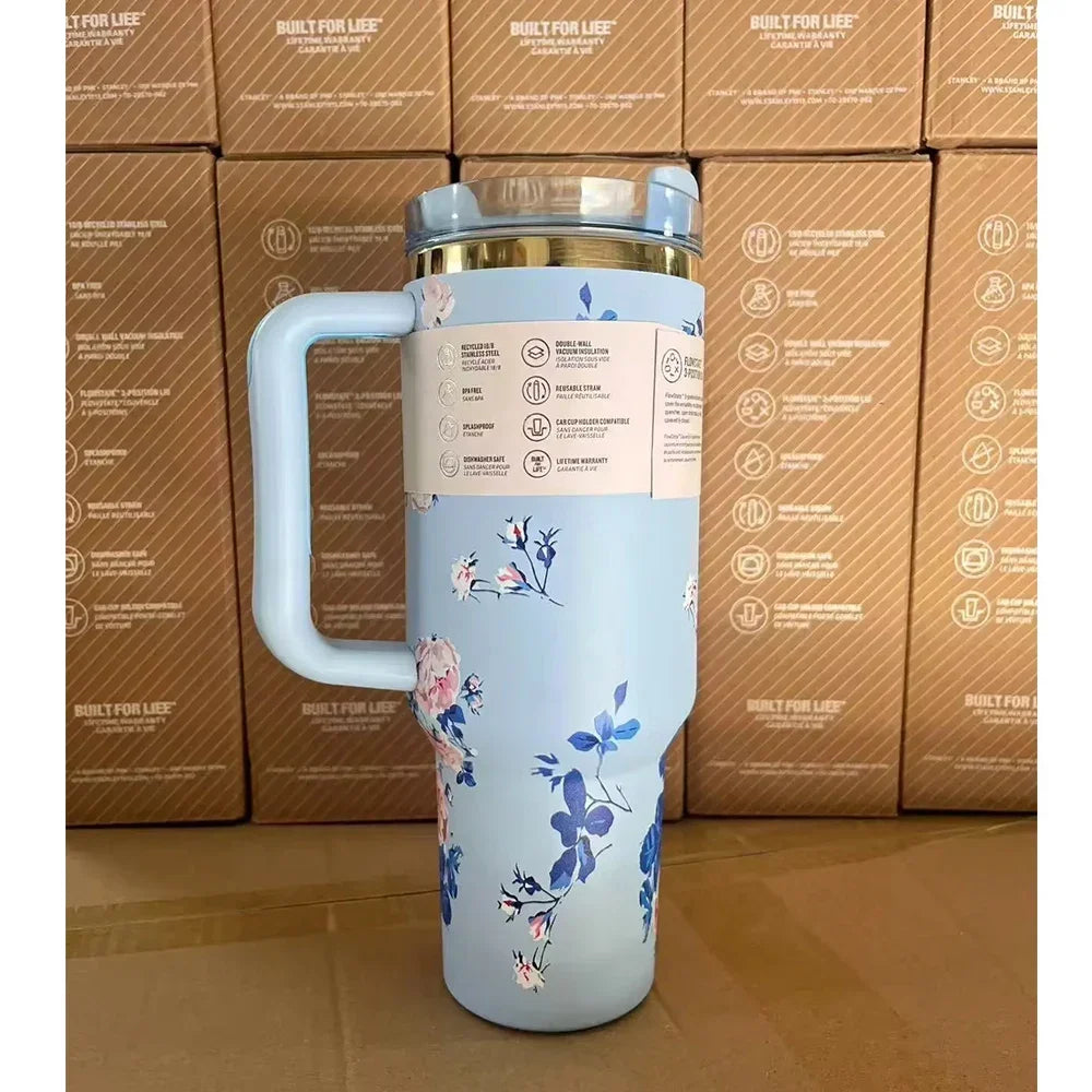 2025 New Hot 40Oz Stainless Steel Vacuum Flask Insulated Tumbler Cup with Lid and Straw Large Capacity for Travel Outdoor