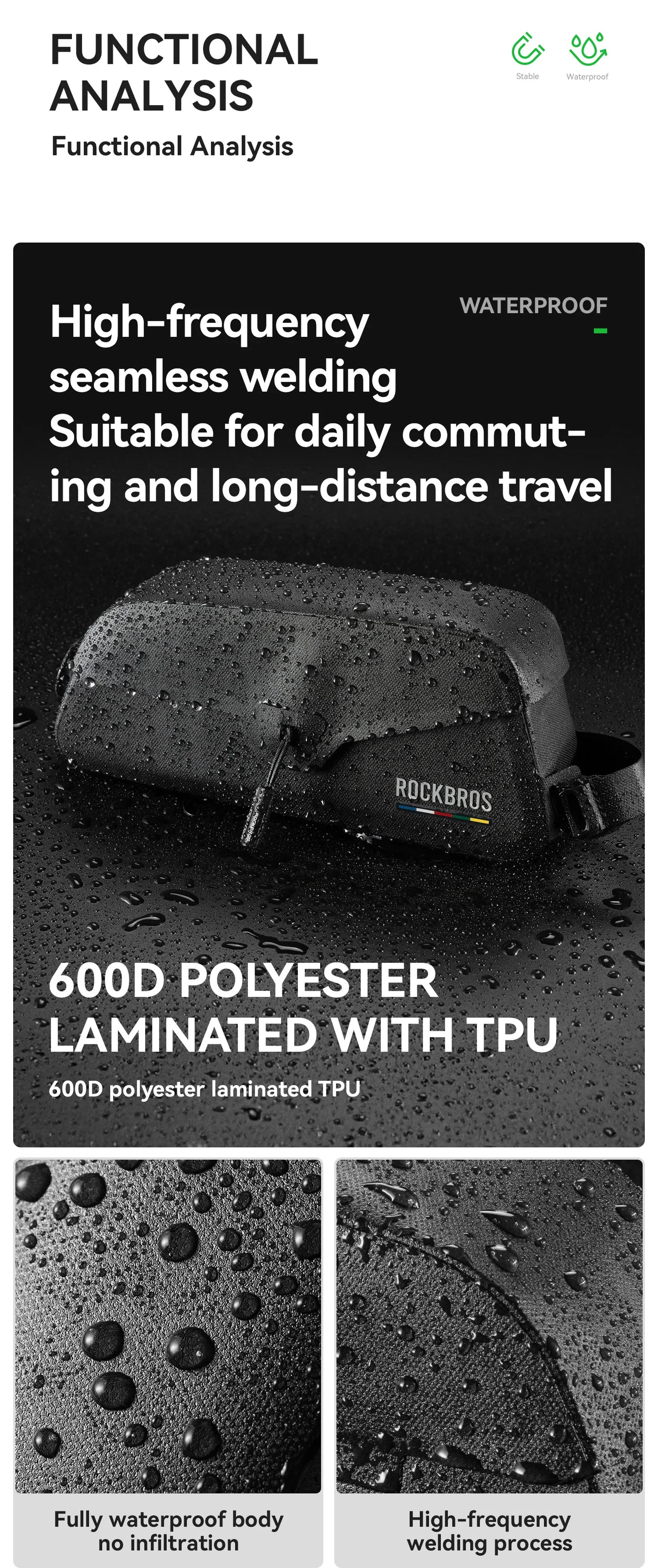 ROCKBROS ROAD TO SKY Bicycle Bags Magnetic Lid Top Tube Bag Waterproof Suction Front Bag Mobile Phone Bag
