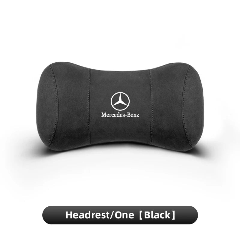 Suede Headrest Car Breathable Memory Foam Neck Pillow For Benz AMG W203 W206 W220 W205 W211 W212 W201 W210 W108 W168 GLC W176