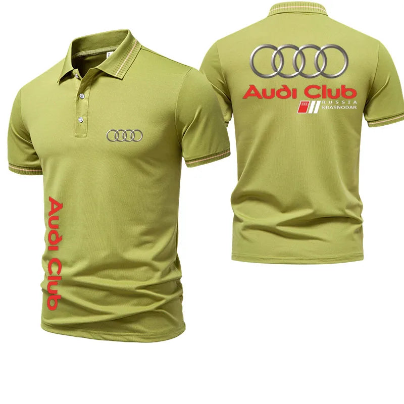 Audi Men's Polo Shirt Summer Casual Breathable Comfortable High-Quality Motorcycle Short Sleeve T-Shirt for Men