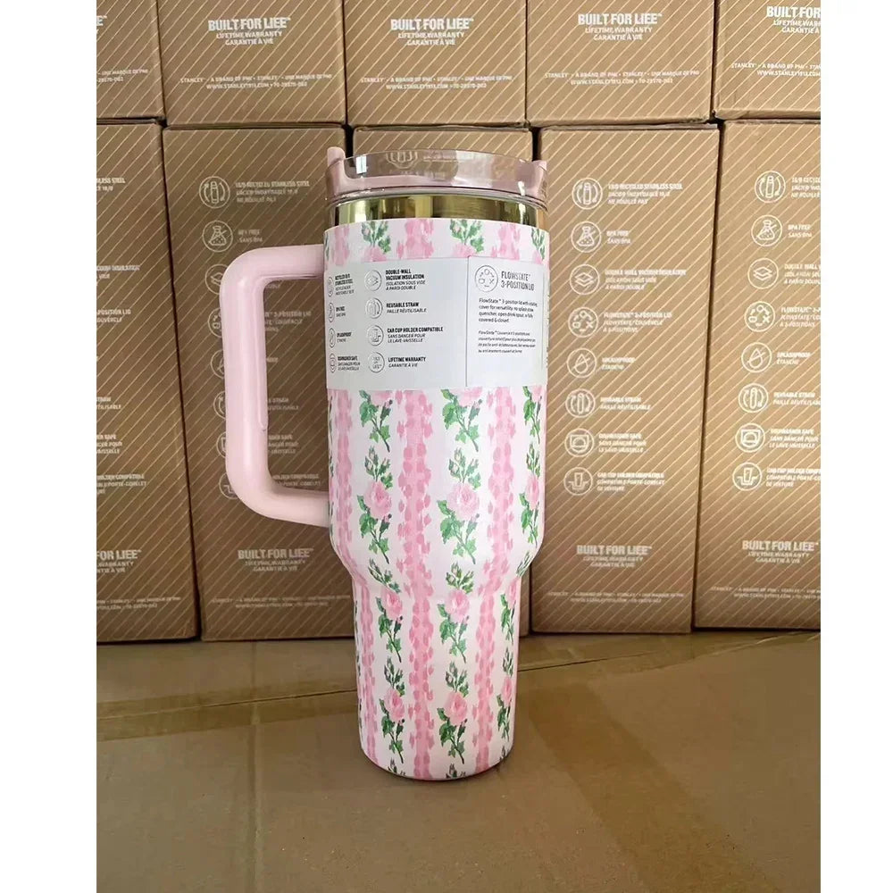 2025 New Hot 40Oz Stainless Steel Vacuum Flask Insulated Tumbler Cup with Lid and Straw Large Capacity for Travel Outdoor