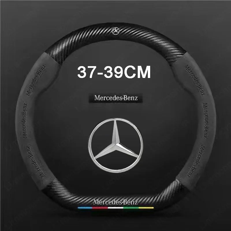 For Mercedes-Benz A B C E V R-Class C43 CLA GLA GLB GLC GLK SLK SL Vito ML Car Suede Carbon fiber Anti-slip Steering Wheel Cover