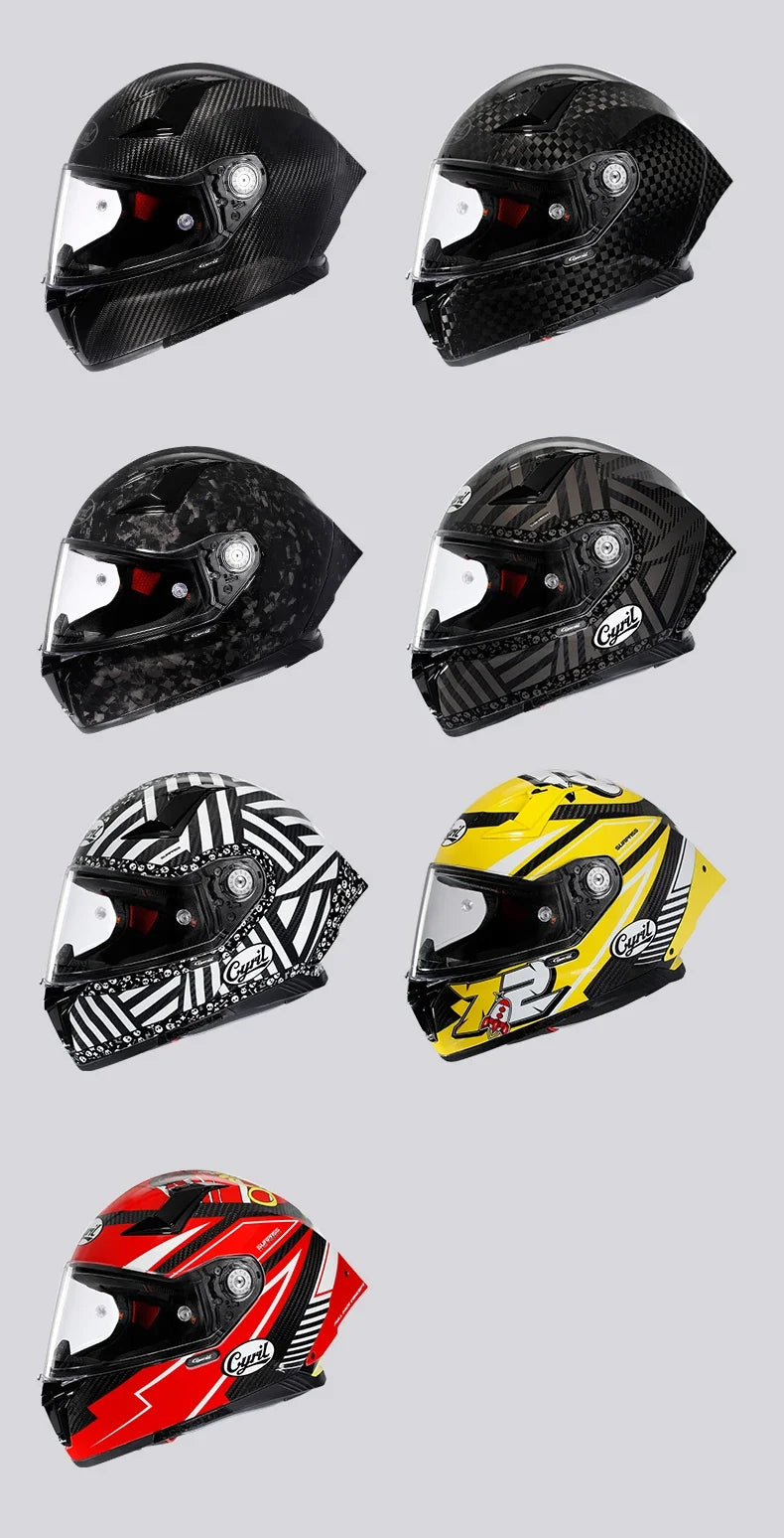 Motorcycle Carbon Fiber Full Face Street Bike Motorbike Helmets Lightweight Racing Helmet DOT ECE Approved CYRIL Casque Moto