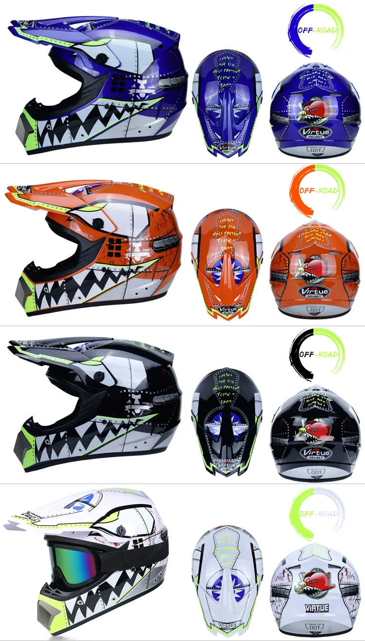 Motorcycle Helmet Professional Motocross Off Road protective Helm Children Off-road Casque Capacete De Motocicleta Gift Goggles