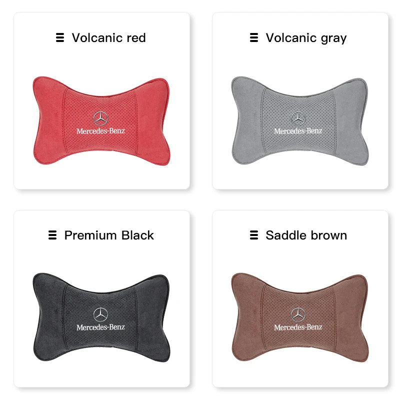 Suede Headrest Car Breathable Memory Foam Neck Pillow For Benz AMG W203 W206 W220 W205 W211 W212 W201 W210 W108 W168 GLC W176