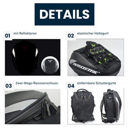 2-in-1 Motorrad-Hecktasche mit Rucksackfunktion – Mehr als nur Stauraum.
