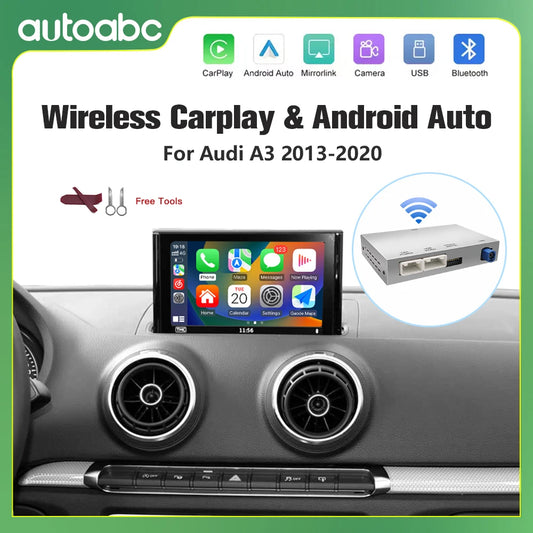 CarPlay Wireless Android Auto for 2013-2018 Audi A3 8v Q2 8P with Mirror Link AirPlay Bluetooth USB with Camera Support