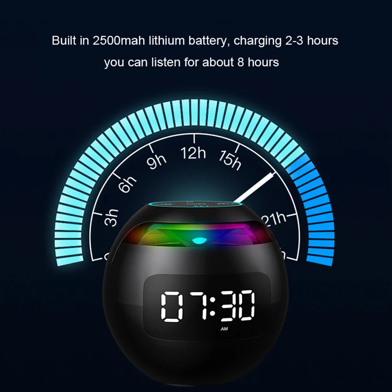 New Mini Bluetooth Speaker Wireless Bluetooth Sound Box with LED Display Alarm Clock Hifi TF Card MP3 Music Play For PC Phone