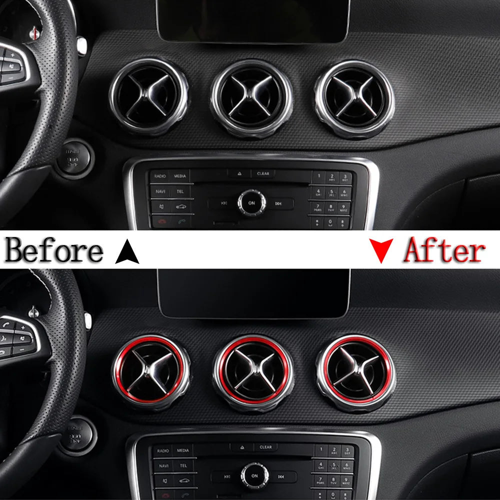 Car Air Condition Outlet Trim Ring For Mercedes Benz GLA CLA Class X156 GLA200 GLA220 GLA250 AMG CDI AC Vent Decoration Stickers