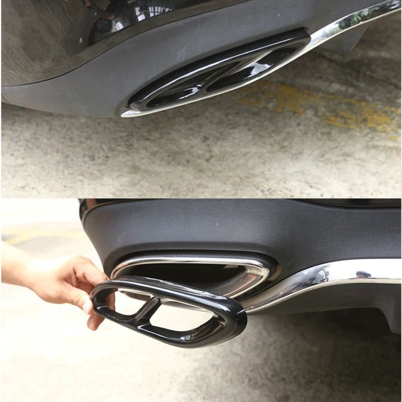 2pcs Stainless Steel Exhaust Pipe Cover Trim for Mercedes Benz A B C E GLC GLE Class W176 W246 W205 W213 AMG Car Styling
