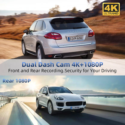 10.26 Inch Carplay & Android Auto 4K 2160P Wifi Dash Cam Rearview Camera Mirror Car DVR GPS Navigation Dual Lens Video Recorder