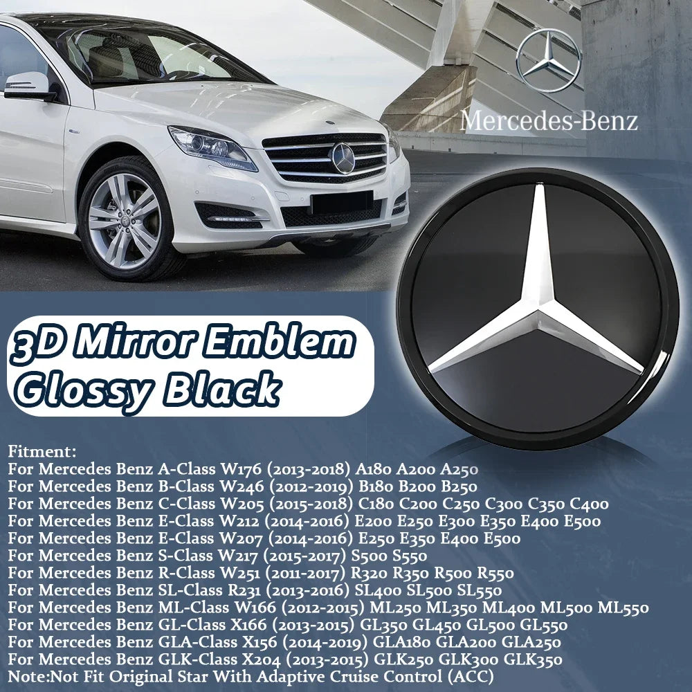 Glossy Black OE Style Car Front Grille Star Emblem Logo For Mercedes Benz W176 W246 W205 W212 W207 W217 W251 R231 W166 X166 X204