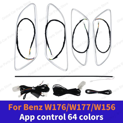 For Mercedes-Benz A CLA GLA W176 W117 W156 Led Car Air Vents Turbine Nozzle 12/64 Colors Ambient Light Kit Colors Vents Car Part