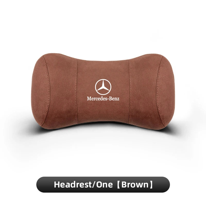 Suede Headrest Car Breathable Memory Foam Neck Pillow For Benz AMG W203 W206 W220 W205 W211 W212 W201 W210 W108 W168 GLC W176