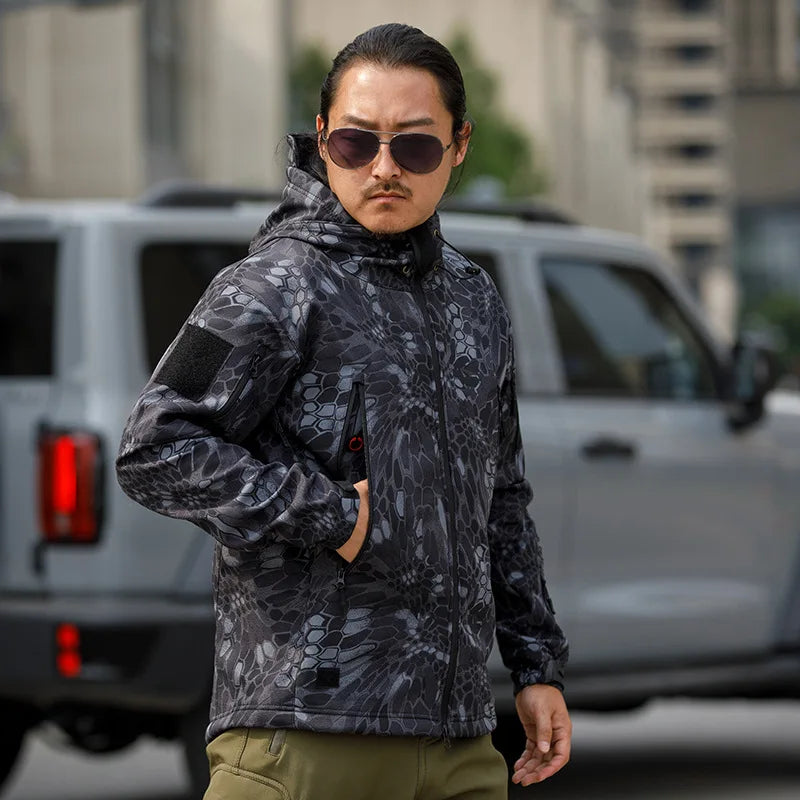 Sharkskin Soft-shell Hard Shell Camouflage Jacket Fleece Thick Tactical Suit Hooded Coat Manufacturers Handsome Outdoor Jacket