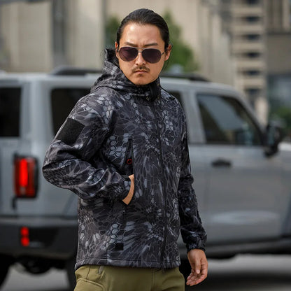Sharkskin Soft-shell Hard Shell Camouflage Jacket Fleece Thick Tactical Suit Hooded Coat Manufacturers Handsome Outdoor Jacket