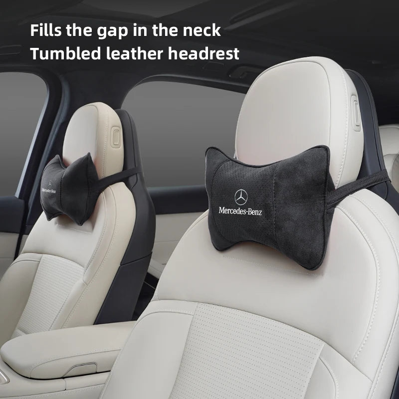 Suede Headrest Car Breathable Memory Foam Neck Pillow For Benz AMG W203 W206 W220 W205 W211 W212 W201 W210 W108 W168 GLC W176