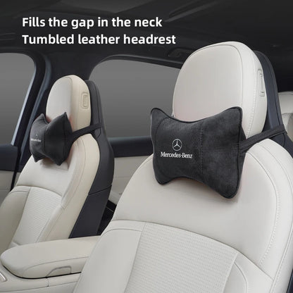 Suede Headrest Car Breathable Memory Foam Neck Pillow For Benz AMG W203 W206 W220 W205 W211 W212 W201 W210 W108 W168 GLC W176
