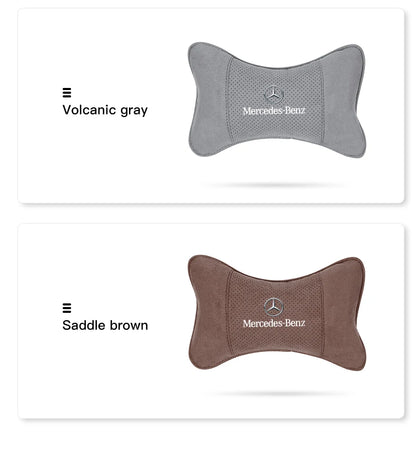 Suede Headrest Car Breathable Memory Foam Neck Pillow For Benz AMG W203 W206 W220 W205 W211 W212 W201 W210 W108 W168 GLC W176