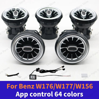 For Mercedes-Benz A CLA GLA W176 W117 W156 Led Car Air Vents Turbine Nozzle 12/64 Colors Ambient Light Kit Colors Vents Car Part