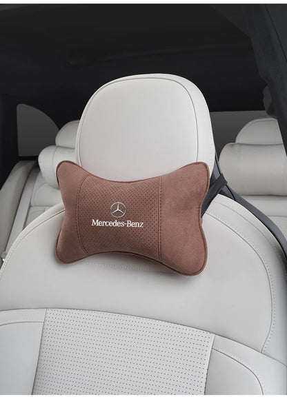 Suede Headrest Car Breathable Memory Foam Neck Pillow For Benz AMG W203 W206 W220 W205 W211 W212 W201 W210 W108 W168 GLC W176