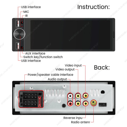 1DIN Universal MP5 6.86-Inch Car Radio Support Wireless Carplay Android AUTO AUX USB SWC BT Touch Screen Multimedia Video Player